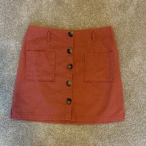 Stylish Button-Down Mini Skirt in Terracotta